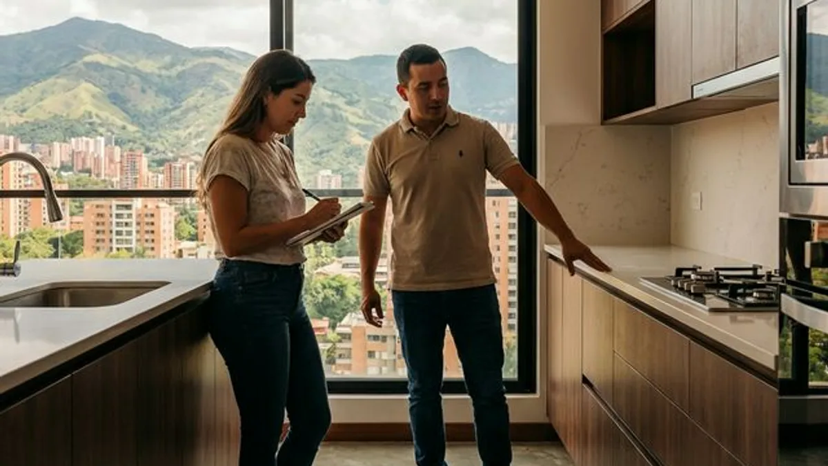 Inspección de obra terminada entre propietario y contratista en apartamento en Medellín
