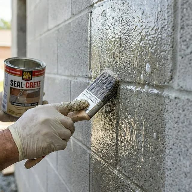 Alt: Aplicación de impermeabilizante directo al muro block