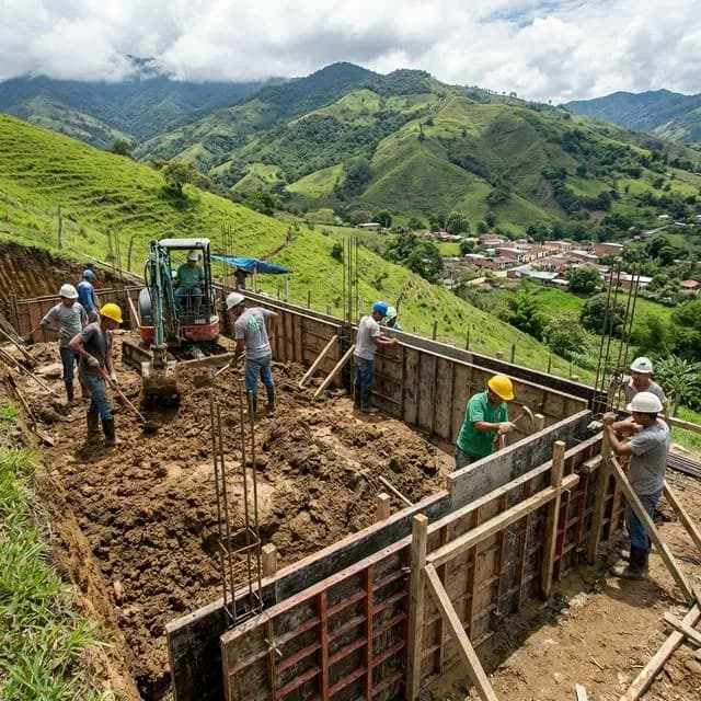 Alt: Cimentación en terreno inclinado en Oriente