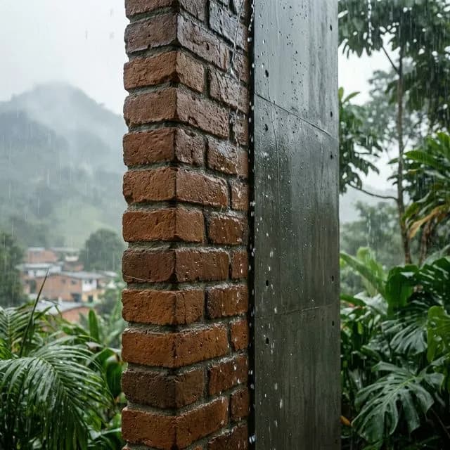 Alt: Humedad afectando materiales en clima lluvioso