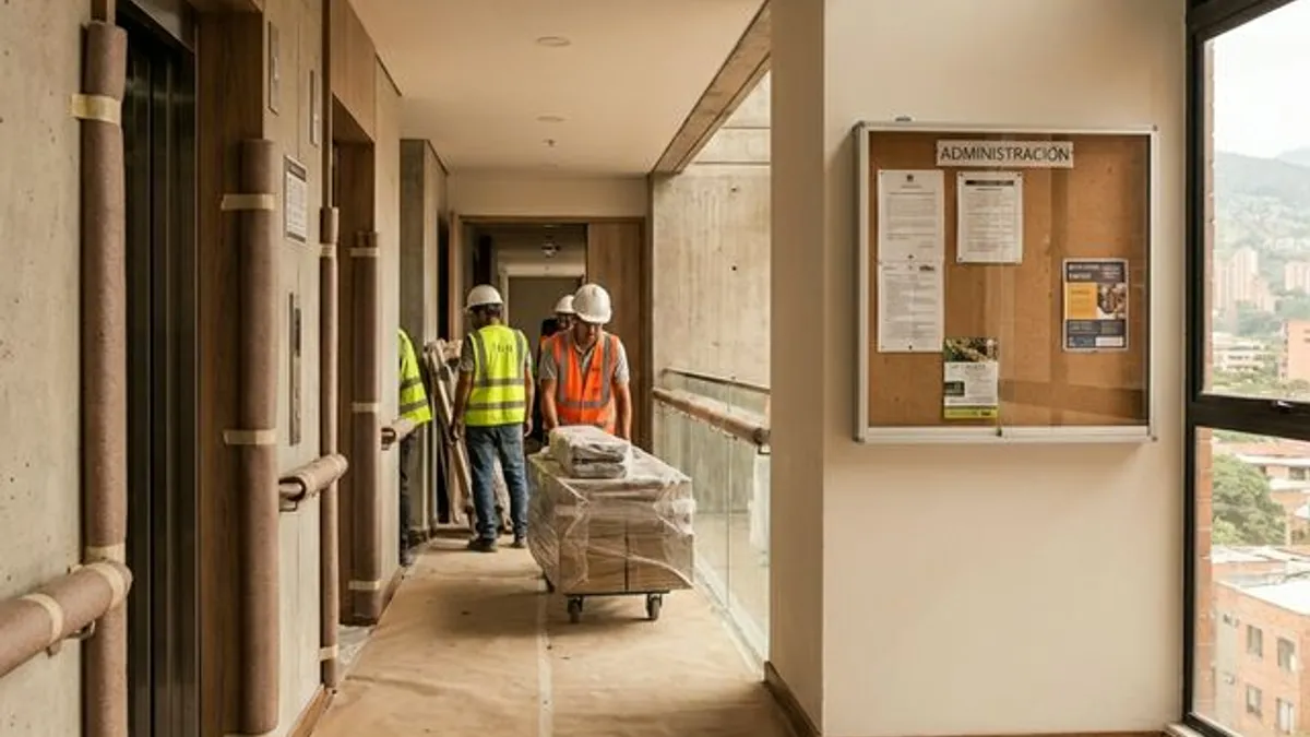 Manejo de materiales de construcción en zonas comunes de edificio de propiedad horizontal en Medellín