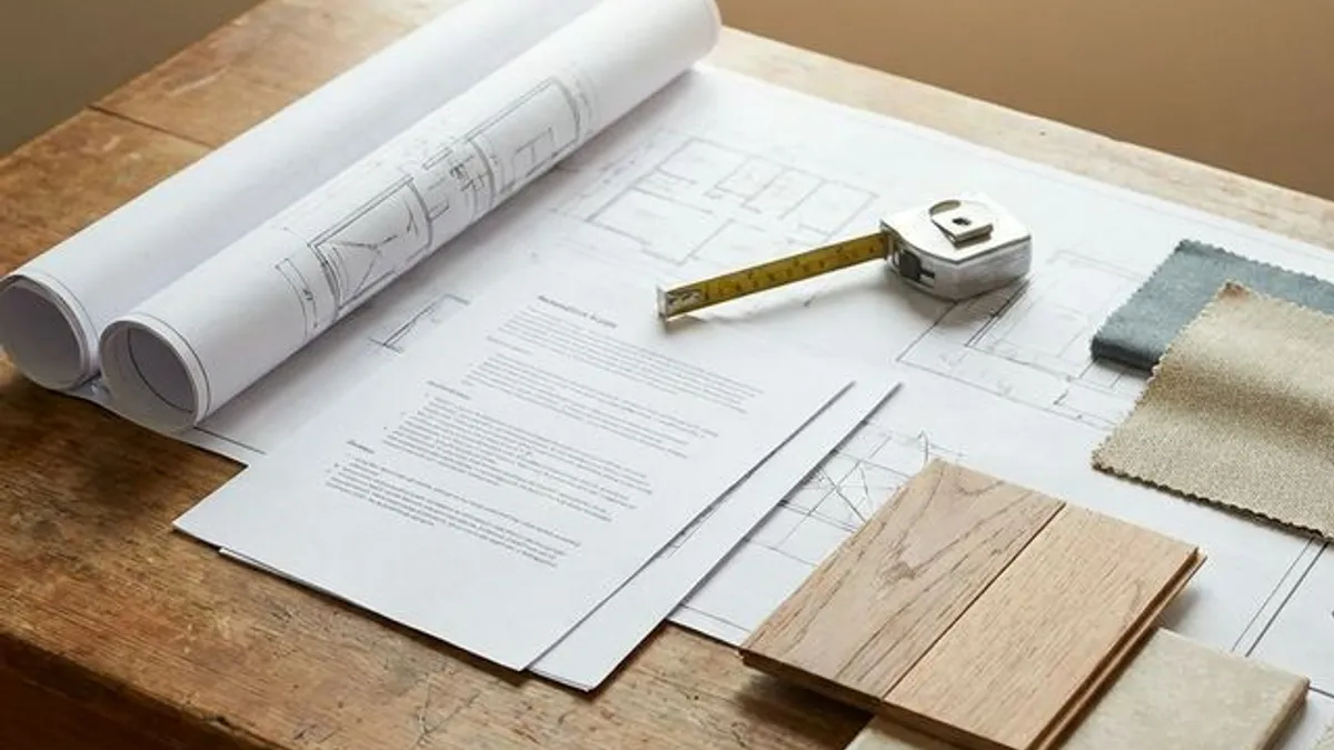 Revisión detallada de planos y alcance de obra con muestras de materiales antes de firmar contrato